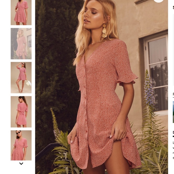 Lulus Castana Rust Red Print Button-Up Dress Sz S - Picture 1 of 9